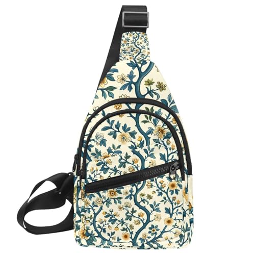 Mochila cruzada con flores amarillas de diseño compacto y correa ajustable unisex
