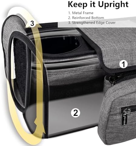 TOPDesign Universal Baby Stroller Organizer, Double Stroller Caddy with Detachable Mesh Bag & Heightened Insulated Cup Holders & Non-Slip Secure Hooks Accessories, Fits Most Strollers (Green) — view 6