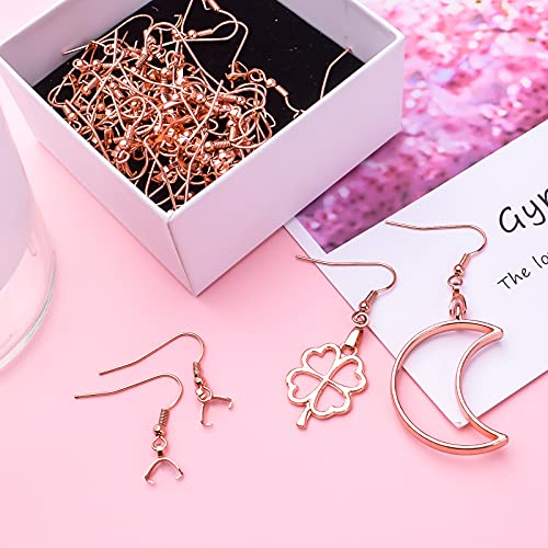 Bronagrand 50Pcs Stainless Steel Earring Hooks With Pendant Clasp Hypoallergenic Ear Wire Buckle Fish Hooks Dangle Earrings For Women Girls Diy Jewelry Making Findings, Rose Gold #TOP4