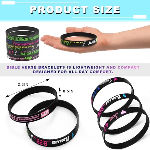 YOiqi 15Pcs Bible Verse Silicone Bracelets – Inspirational Christian Rubber Bracelets for Men, Women – Motivational Scripture Wristbands in Assorted Colors Gifts and Party Favors by YOiqi - Used condition - Image 4