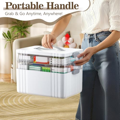 ARSTPEOE 3-Tier Medicine Organizer - Portable Medicine Cabinet with Plastic Handle, Multipurpose Medical Box, Pill Organizer, Empty First Aid Kit for Home by ARSTPEOE - Used condition - Image 6