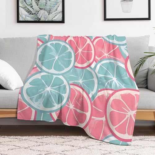 Couverture flanelle bleue agrumes imprimée nid de douceur pour lit