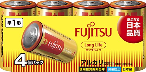 富士通 アルカリ乾電池 単1形 1.5V 4個パック 日本製 LR20FL