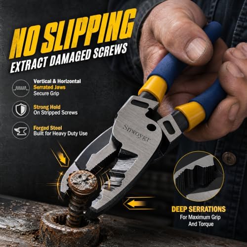 6" & 9" Multi-Function Screw Extractor Pliers, Upgrade Non-Slip Screw Removal Tool, Extracts Stripped, Broken, Rusted Screws,Screw Pliers for Tightening, Loosening and Gripping Nuts and Bolts - 3