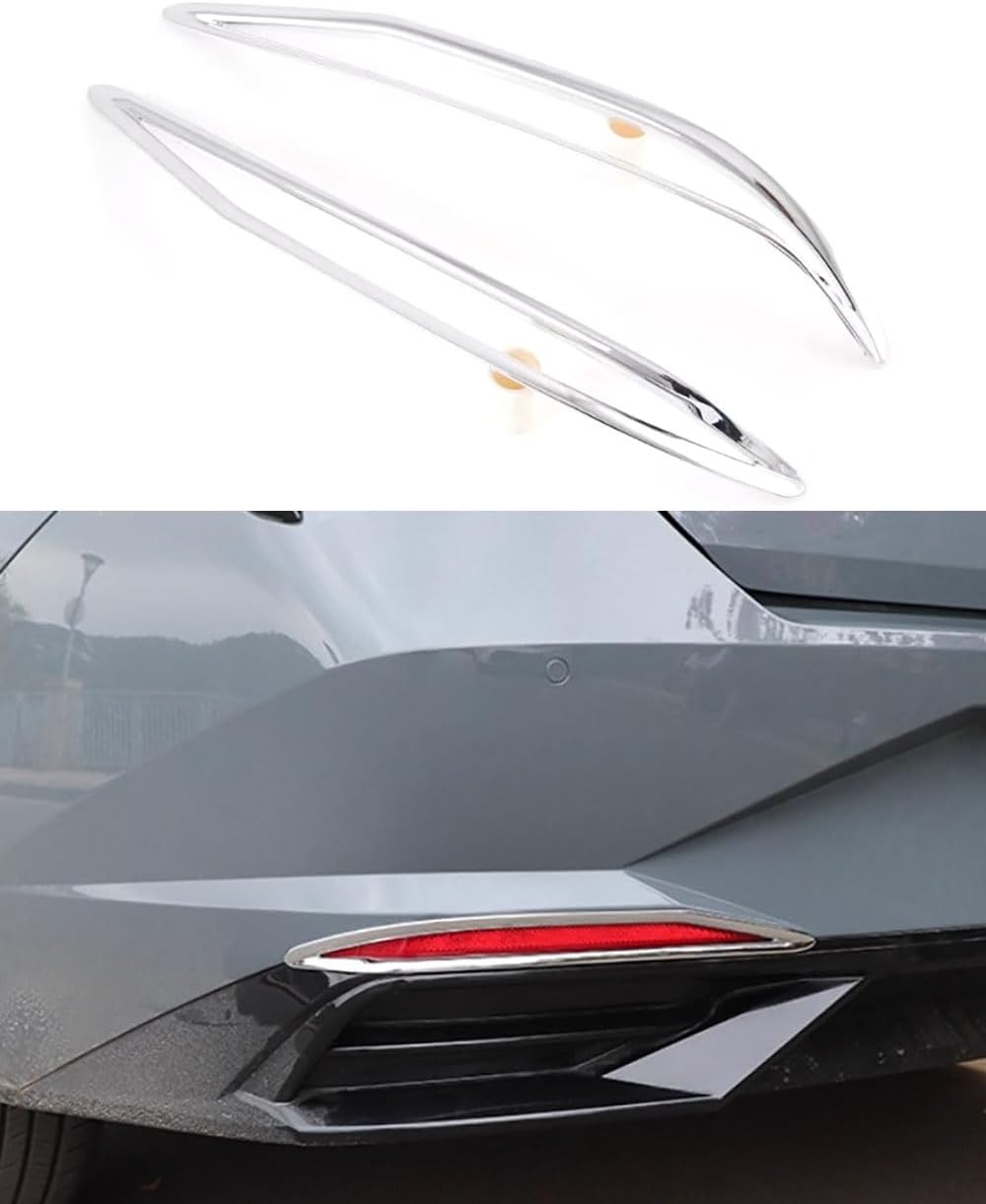 compatible with Car Accessories Fit for Hyundai Elantra 2021 2022 2023 ABS（Chrome） Exterior Rear Fog Light Cover Trim 2PCS Set