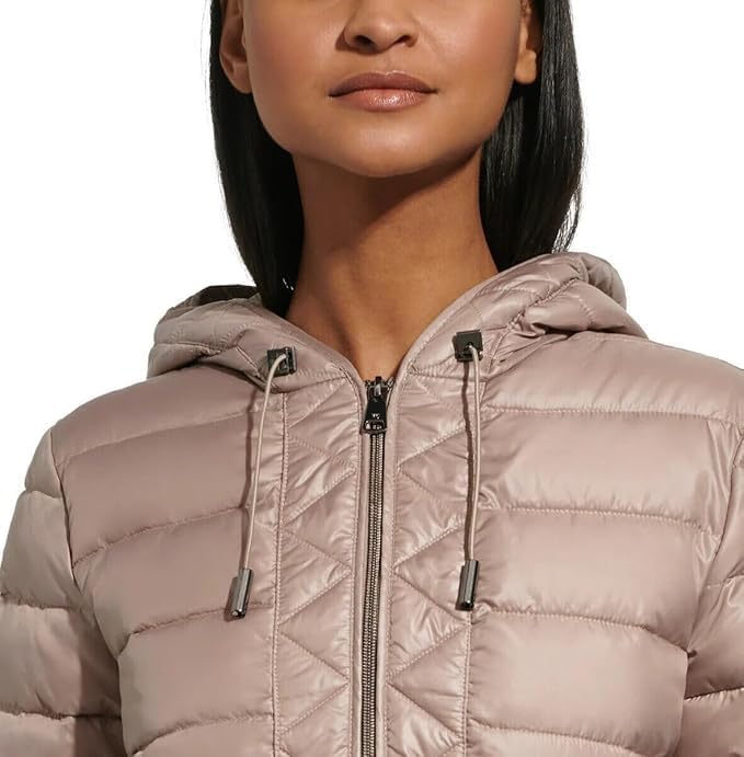 Kenneth Cole Women's Hooded Quilted Long Puffer Jacket Coat - Image 5