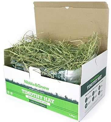 Nibble&Gnaw Timothy Hay 1.6Kg | Fresh, Green, Dust-Free, Long-Stem, Sun-Dried Feeding Hay | Rabbits, Guinea Pigs, Hamsters | Second Cut | 100% Natural Food