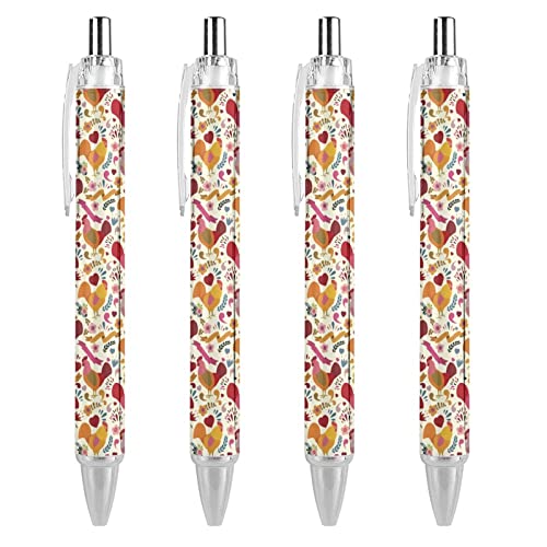 Wegphh Cute Rooster Chickens Print Ballpoint Pen Retractable Writing Ball Point Pen Gift for Home Office 4PCS