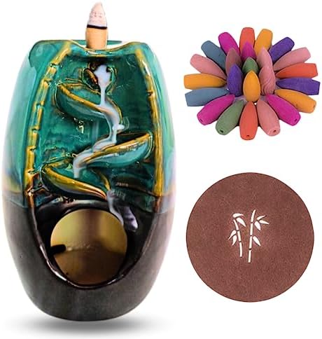 NzRev Incense Waterfall - Backflow Incense Burner, Handmade Ceramic Incense Burner for Home Décor Ornament Aromatherapy Yoga & Spa