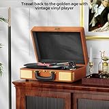 Record Player, FYDEE Vinyl Record Player Built-in 2 Speakers, Retro Vinyl Player with 3-Speed ​​(33/45/78 RPM) Bluetooth Turntable, Portable Suitcase Supports RCA and Headphone Jacks - Walnut Brown - Image 8