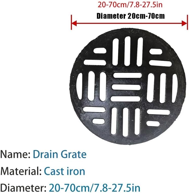 Cast Iron Drain Grate Cover, 12" 16" 24" 26" Round Sewer Drainage Grate Cover Replacement, Catch Basin Drain Strainer for Garden,Yard, Lawn(40cm-15.7in)
