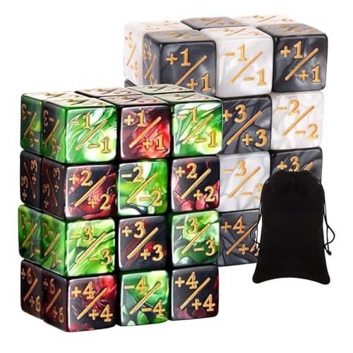 SRTSTR 48 Contadores de Dados y Token D6, Fichas de Lealtad Compatible con MTG, CCG, Accesorios de Juegos de Tarjetas con Bolsas de Almacenamiento (Verde, Rojo, Blanco, Negro)