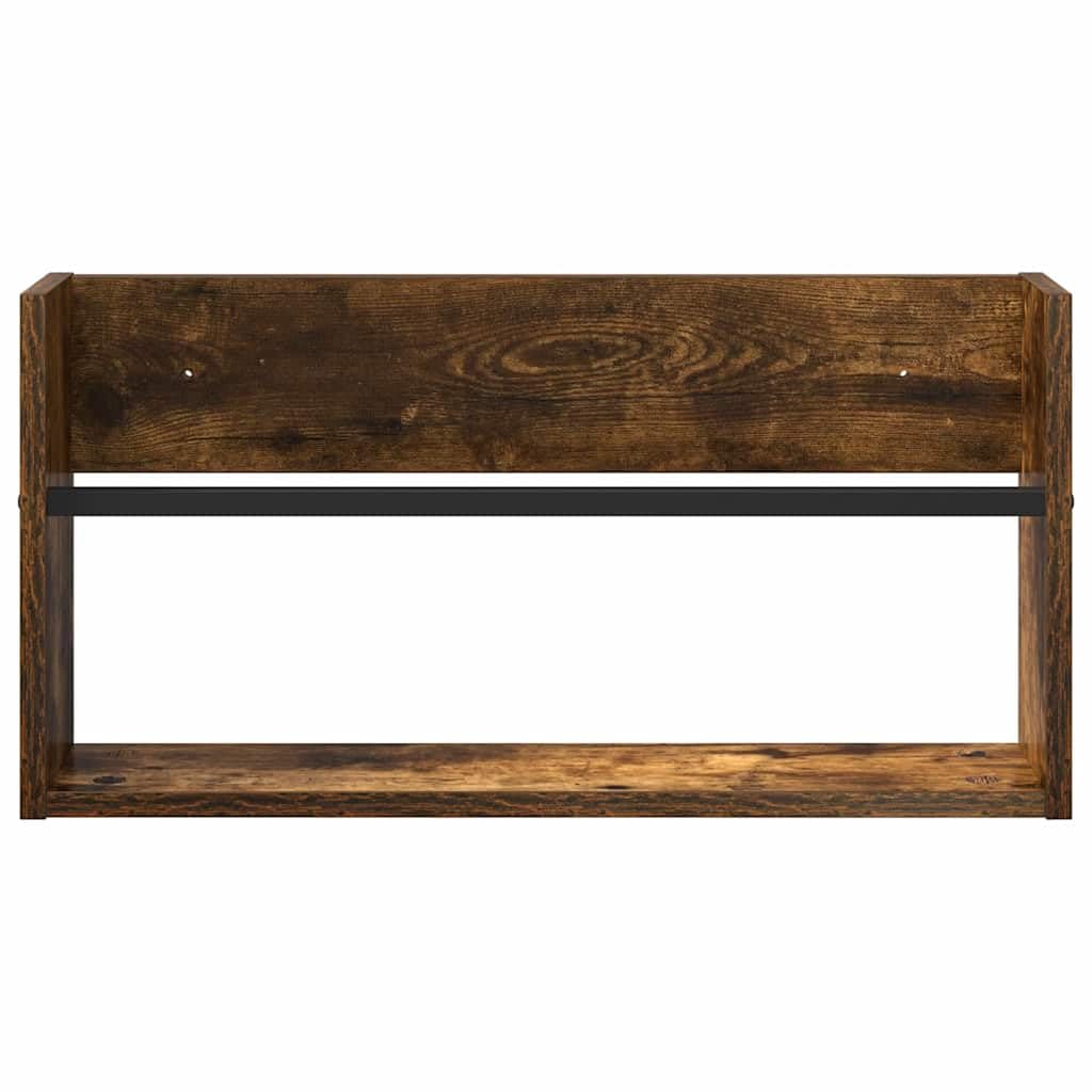 Mangloder Zeitschriftenständer und Zeitungsständer aus Holzwerkstoff in Geräucherte Eiche, 2 Stück, 60 x 12 x 30 cm, Wandmontage für Wohnzimmer, Büro, Wartezimmer und Leseecke