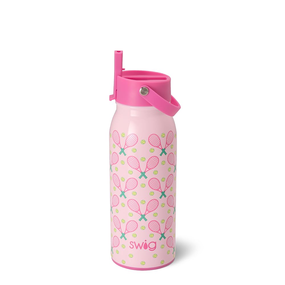 Swig Life Isolierte Wasserflasche, Reise-Wasserflasche mit Strohhalm und Deckel, Becherhalter-freundliche Wasserflaschen, Edelstahl, 1,0 l (Love All)