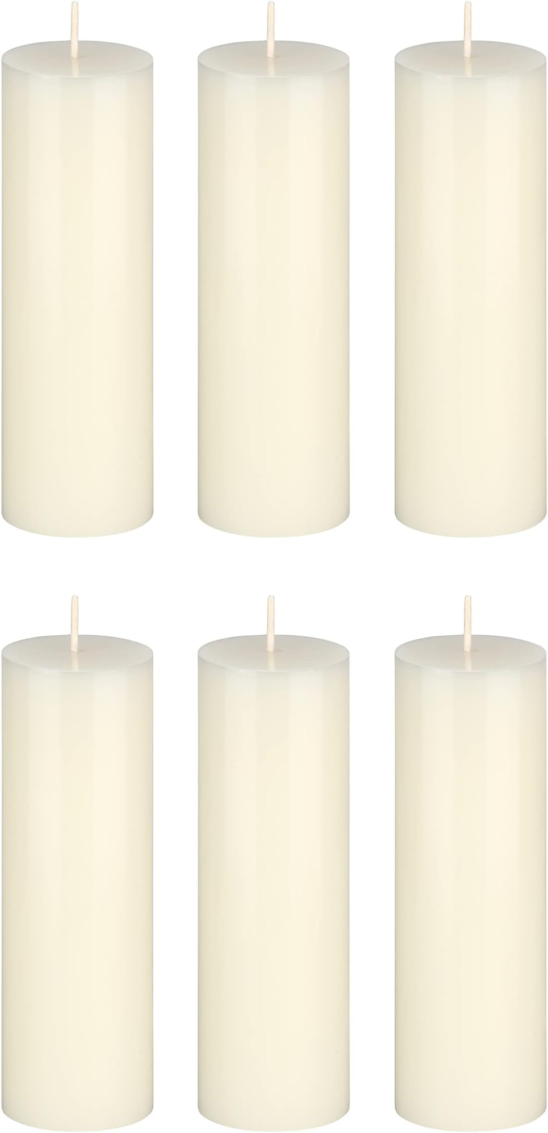 SPAAS Ivory Pillar Candles 9 Pack 6 Inch Large Ivory