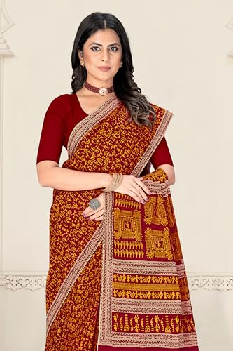 Image of TAMAIRA FASHION Mulmul Pure Cotton Saree For Woman Warli Printed |Office Wear Daily Wear Sarees For Women Without Blouse Piece(Available in 16 Colours)