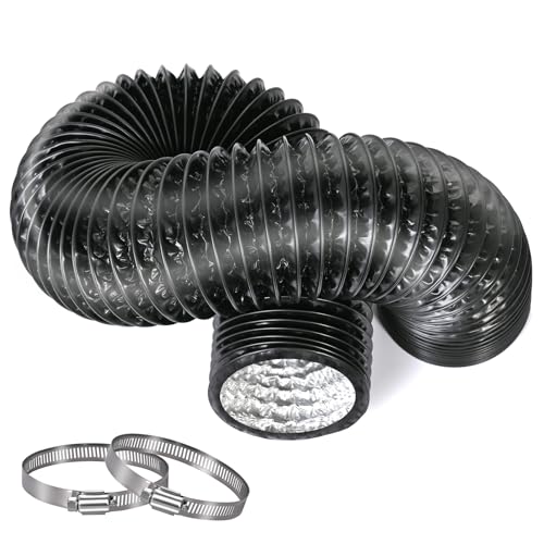 Zrigiwr 3-Inch 5 Feet Long150cmDryer Vent Hose Thickened aluminium foil flexible aluminium ducting 2 hose clamps for HVAC grow tents kitchen fresh air and exhaust air bathroom exhaust.