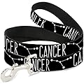 Dog Leash Zodiac Cancer Constellation Black White 4 Feet Long 1.0 Inch Wide