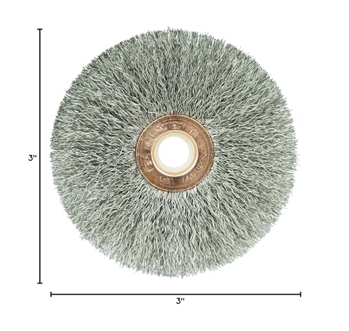 Image of Weiler 16943 3 inch Crimped Wire Wheel, .008 inch Stainless Steel Fill, 1 /2 inch Arbor Hole, Made in the USA