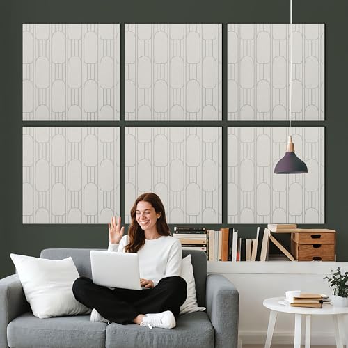 6 PCS Acoustic Panels, 23.6x23.6 Inch Sound Absorbing Panels, Decorative Acoustic Wall Panels for Recording and Home Studio, Office with Double-Sided Adhesive Tape