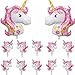 Unicorn Balloons(12pcs) Unicorn Balloon Birthday Decoration Set - Unicorn Party Supplies - 2 Pcs 43 inch and 10 Pcs 17 inch Unicorn Party Supplies for Birthday Party (Pink)