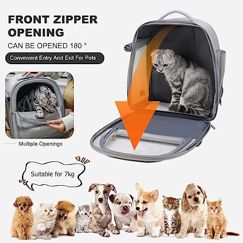 PETCUTE Cat Backpack Carrier,Foldable Pet Carrier Backpack for Cats Small Dogs Puppy with Soft Fleece Mat and Built-in Safety Belt,Transparent Spacious Cat Carrier Rucksack with Great Ventilation - Image 3