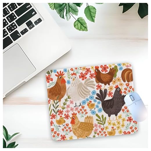 1 Pcs Cute Floral Chicken Non-Slip Rubber Mouse Pad for Home Office Desk Laptop Workspace Gifts for Women Girls Boss Adults