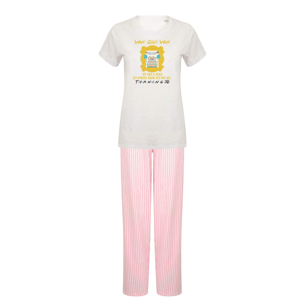 Getagift Personalised Turning 30, 40, 50, Any Year Why God- We had a Deal, Funny Gift for her, Girlfriend, Best Friends, Bestie Birthday, Cotton Nightwear Clothes Women Long Pyjamas. (L) White