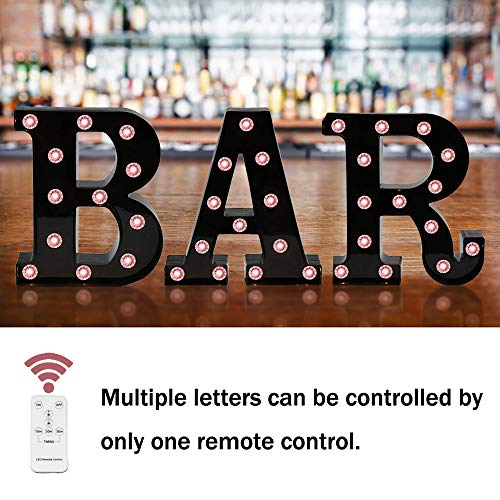 Image of Obrecis LED Marquee Letter Lamp, Diamond Bulb H, Black, Battery Powered, Night Light, Home Bar, Christmas, Birthday Party, Wedding Decoration