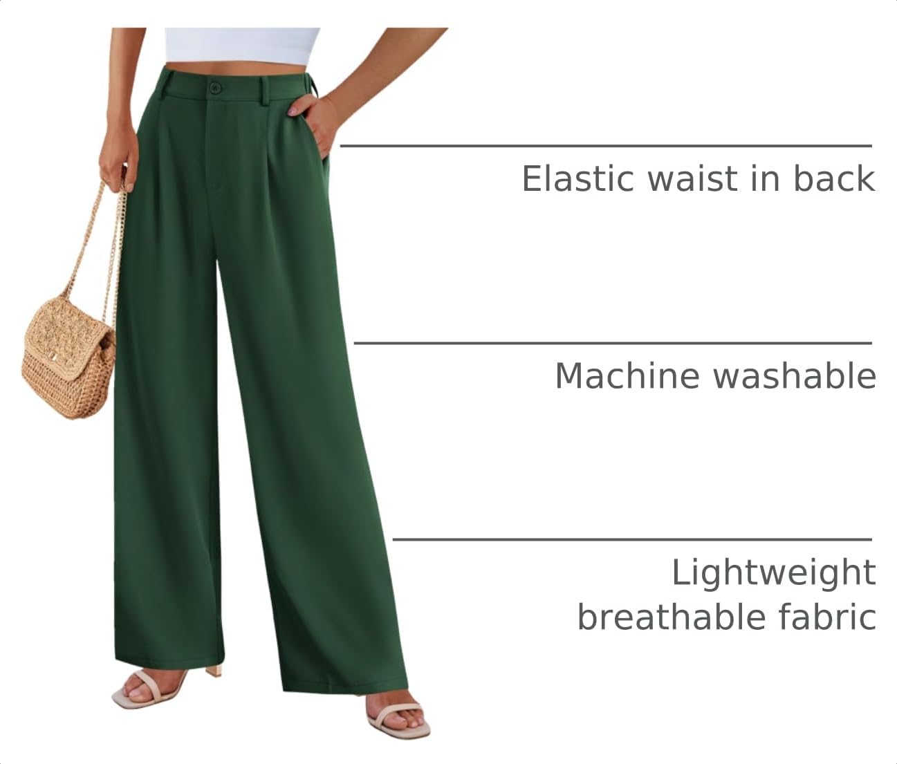 PRETTYGARDEN Women's Flowy Wide Leg Dress Pants | Soft Tailored High Waisted, Palazzo Pants Dressy , Pleated Work Office Trousers Slacks, Business Casual Outfits & Daily Wear