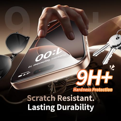 Image of 2 Pack for iPhone 16 Pro Screen Protector, 9H+ Hardness Tempered Glass Full Edge Coverage, Military-Grade Shatter Protection, HD Clear & Sensitive Touch, Easy Installation