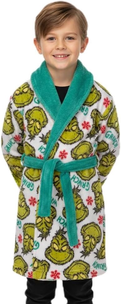 Dr. Seuss Grinch Kids Robe - Fleece Bathrobe for Toddlers & Kids