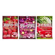UMAYA - Kasugai Fruita Gummies - Japanese Fruity & Soft Gummy Candy 3 Pack Bundle With A Snack Bag Clip - One Pack Of Each Flavor - Strawberry 3.59oz, Grape 3.77oz, Watermelon 3.77oz