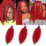 Red Springy Afro Twist Hair 3 Packs Marley Twist Braiding Hair for Faux Locs Crochet Hair Marley Hai