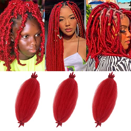 Red Springy Afro Twist Hair 3 Packs Marley Twist Braiding Hair For Faux Locs Crochet Hair Marley Hair 16 Inch Red Braiding Hair Extensions For Black Women #TOP3