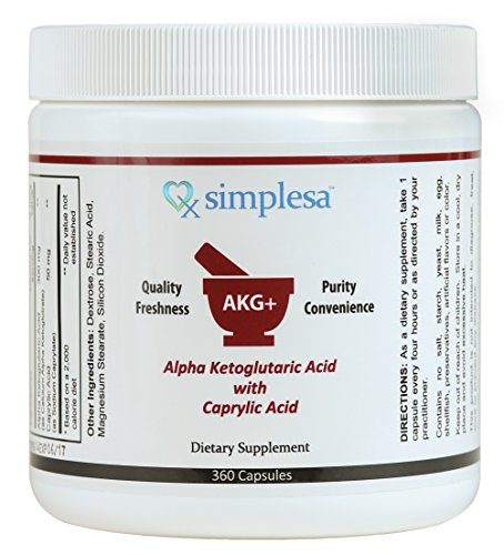 SIMPLESA NUTRITION - AKG+, Alpha Ketoglutaric Acid Plus Caprylic Acid, Improves Muscle Recovery, Increases Cell’s Energy Process, Promotes Fat Reduction, 360 Capsules, Made in USA, Non-GMO