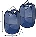 Simple Houseware Mesh Pop-Up Laundry Hamper Basket with Side Pocket, Dark Blue - 2 Pack