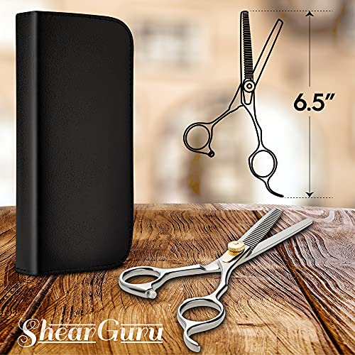 ShearGuru Professional Barber Kit/Salon Haircut Scissors Cutting Set - 6.5"-Straight Edge Razor Sharp Barber Scissors + Texturizing Thinning Shears Styling Hair for Women Men - Thumbnail 6