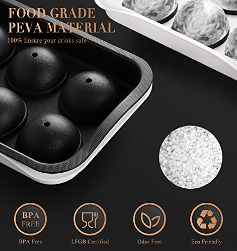 Icexxp Whiskey Ice Ball Maker, [Fill Without Funnel & Easy Release] 2.2'' Round Large Ice Cube Trays With Cover, Reusable Sphere Silicone Ice Tray With Lids For Bourbon, Brandy, Gift For Whisky Lover #TOP5
