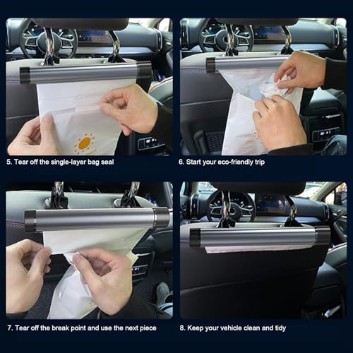 Papelera de reciclaje de coche para asiento trasero y organizador negro 6