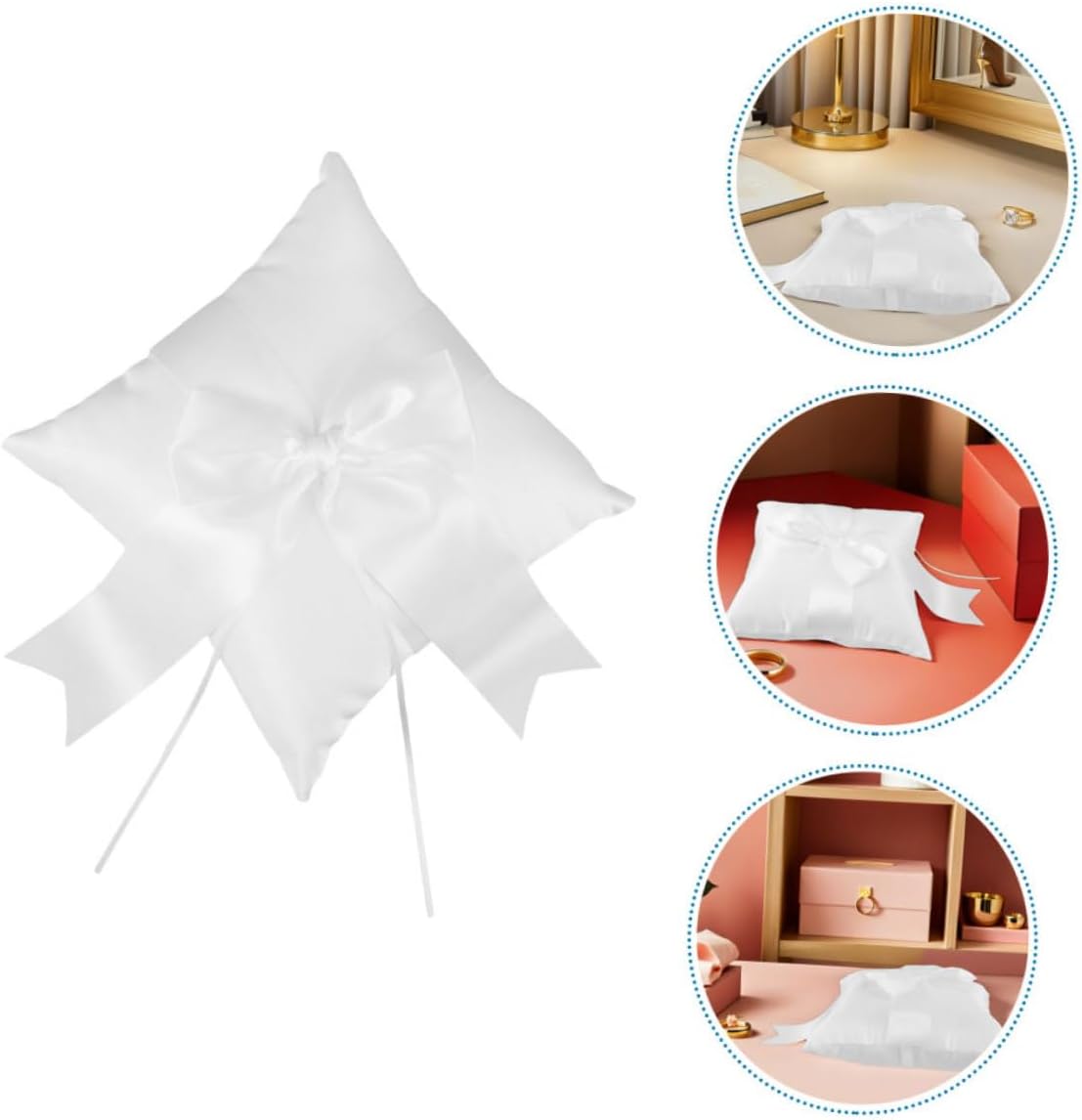 Alipis 2pcs Wedding Ring Pillow Bowknot Cushion Holders Lightweight Portable Ceremony Ring Cushion for Wedding Proposal Celebrations Party Decorations