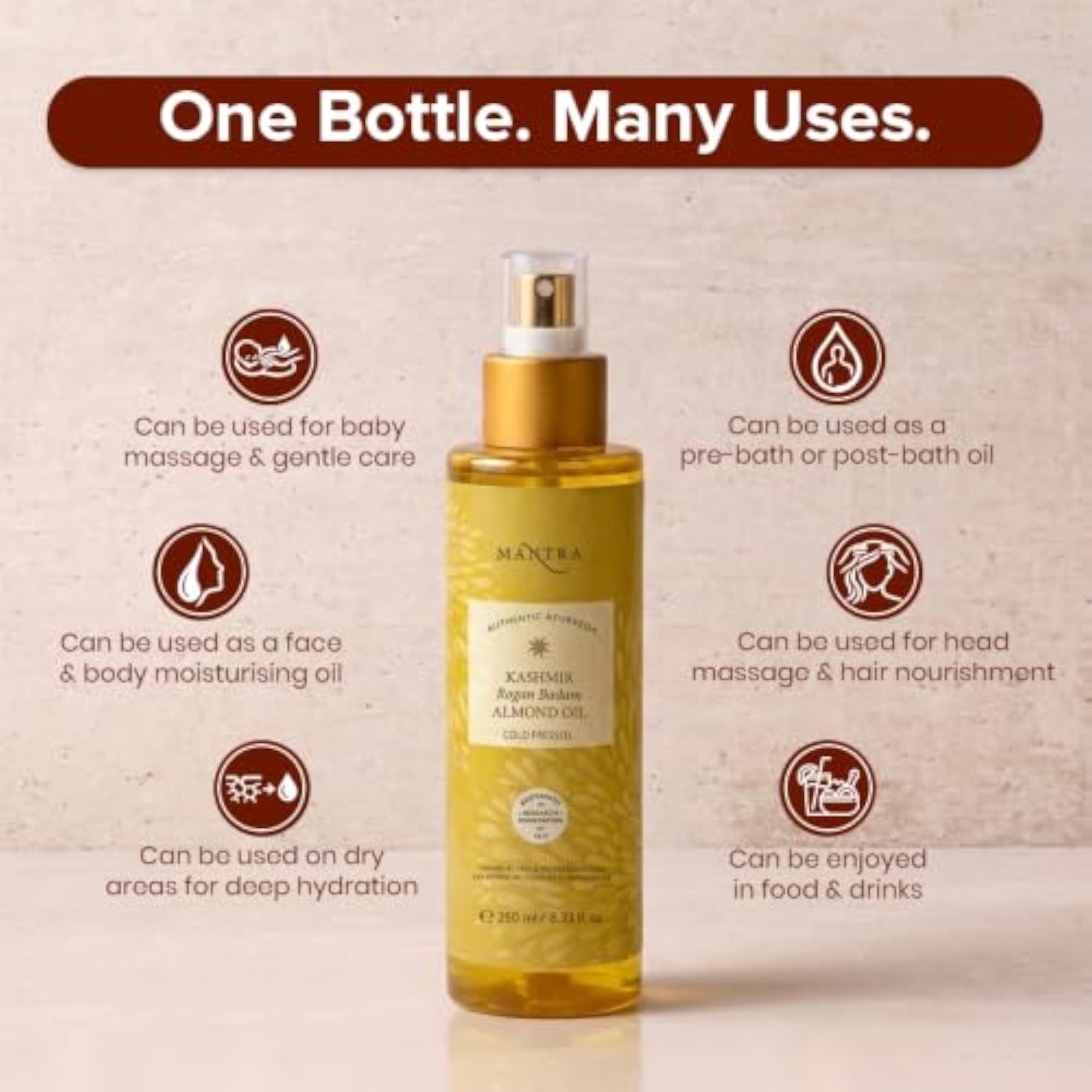 Authentic Ayurveda Kashmir Rogan Badam Almond Oil, 250 ml