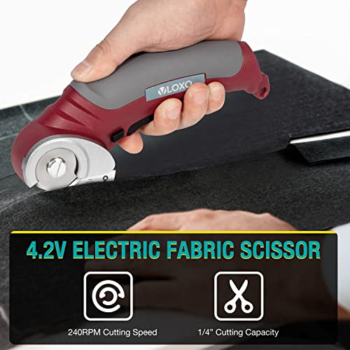VLOXO Cordless Electric Scissors, Rotary Cutter for Fabric with Safety
