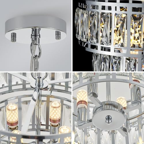 Tunkayli MD102-4-CHROME 16In Crystal Chandeliers Chrome Chandelier thumb #7