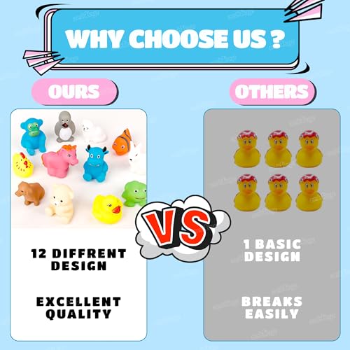 Image of Zest 4 Toyz Floating Baby Toys Chu Chu Sound Toy for Kids Bath Non Toxic Rubber Squeez Sound Bathing Toy for Toddlers (Set of 12 Animals- Multicolor)
