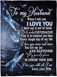 zoke Fleece Blanket, Mother's Day Blanket, to My Husband Dragonfly I Love You Blanket Great Gift for Birthday, Christmas, Blanket Couple, Couple Gifts (40" X 50")