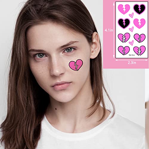 Maripabon Uv Neon Temporary Tattoos 170 Pieces Pink Heart Shaped Shimmer Designs Love Glow In The Dark Tattoos Stickers Flash Fake Waterproof Tattoos For Women Men Girls Body Face Art #TOP5
