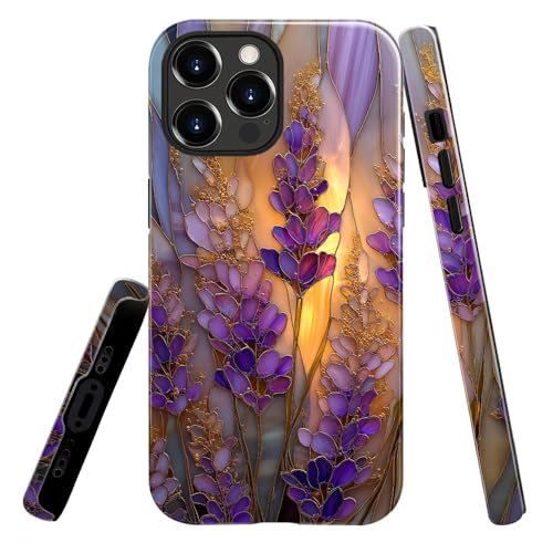 Coque iPhone 14 Pro Max antichoc antichoc et anti-rayures motif vitrail lavande