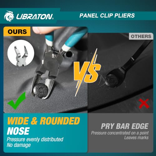Image of Libraton Panel Clip Pliers, Diagonal Cutting Pliers, Clip Removal Tool | Automotive Door Panel Removal Tool, Flush Cut Pliers Auto Plastic Trim Fastener Removal Tool, Rivets Pry Clip Puller Tool