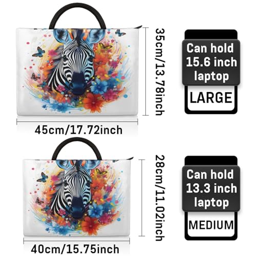 Watercolour Zebras Butterflies Laptop Sleeve with Handle Waterproof Computer Carrying Case2
